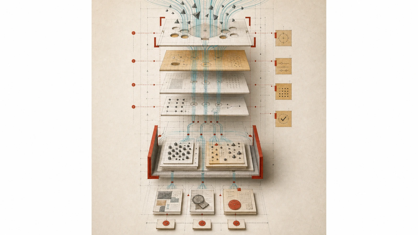 Abstract governance image showing GROUNDING.md-style hard constraints and convention parameters overriding all other contexts during agent orchestration.